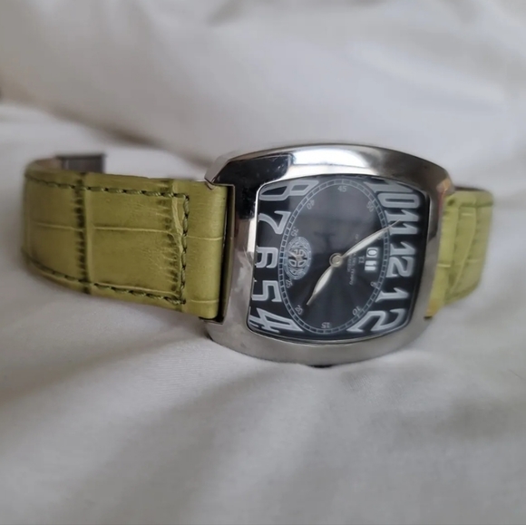 COPY - Officina del Tempo Marrakech watch stainless 316l black dial green leath… - Picture 2 of 6